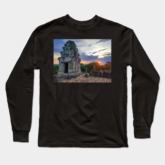 Temple Ruins at Sunset, Cambodia Long Sleeve T-Shirt by Anastasia-03